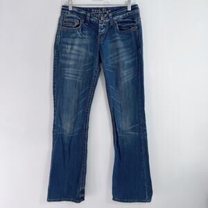 Little Big Medium Wash Low rise BLue Jeans 29 x 32, 90's retro .Bootcut  #105